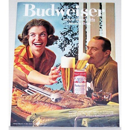 1961 Budweiser Beer Color Print Ad - Goodness Knows