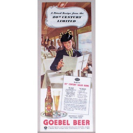 1945 Goebel Beer Color Print Art Ad - 20th Century Limited