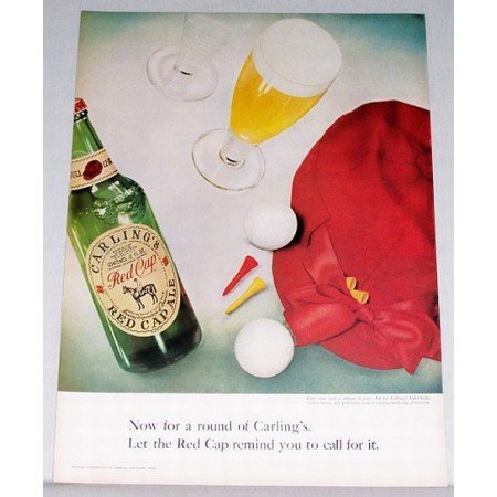 1948 Carlings Red Cap Ale Golf Balls Color Print Ad