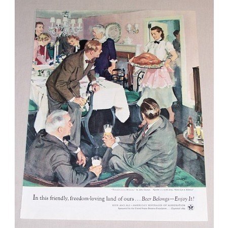 1954 Beer Belongs Series #101 Color Art Print Ad