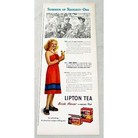 1947 Lipton Tea Color Print Ad Celebrity June Haver