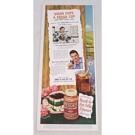1950 Nescafe Coffee Color Print Ad - Every Cup's A Fresh Cup