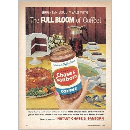 1959 Chase and Sanborn Instant Coffee Color Print Ad - Full Bloom