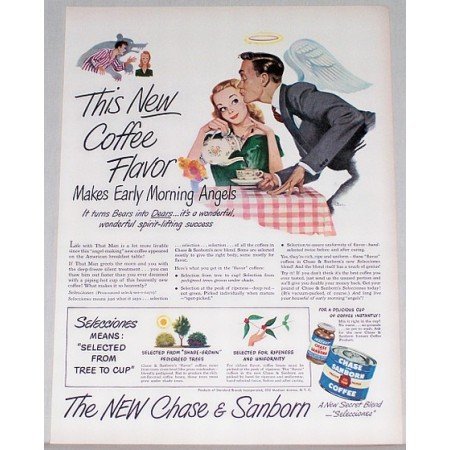 1948 Chase & Sanborn Coffee Color Art Print Ad - Morning Angels
