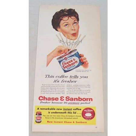1956 Chase & Sanborn Coffee Can Art Color Print Ad