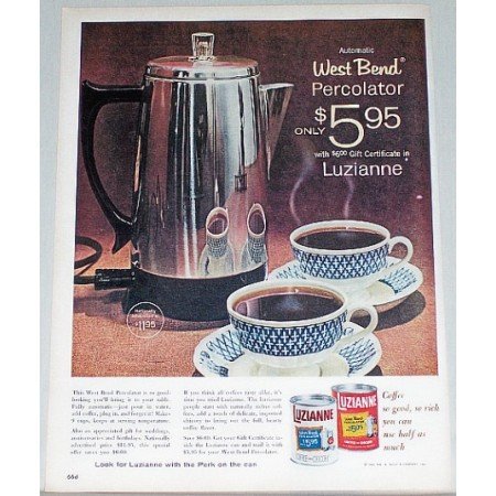 1961 Luzianne Coffee West Bend Percolator Offer Color Print Ad