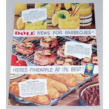 1949 Dole Pineapple Juice Color Print Ad - News For BBQS