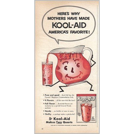 1958 Kool Aid Instant Drink Color Print Ad