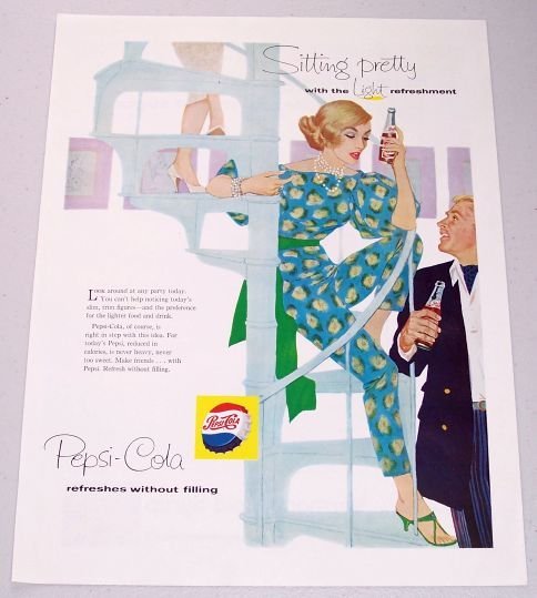 1958 Pepsi Cola Color Soda Art Print Ad - Sitting Pretty