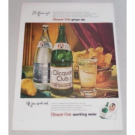1948 Clicquot Club Ginger Ale Sparkling Water Color Print Ad