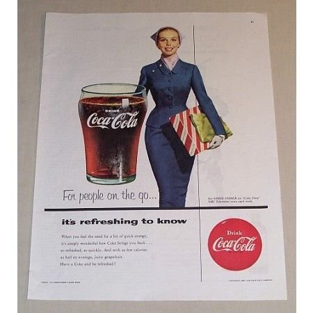 1954 Coca Cola Color Soda Print Ad - For People On The Go
