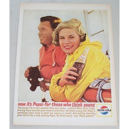 1963 Pepsi Cola Color Soda Soft Drink Print Ad - The Livelier Life