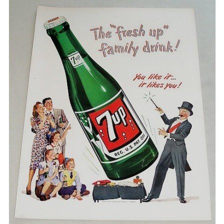 1948 7 UP Soda Soft Drink Color 7up Art Print Ad - Fresh Up Family Drink