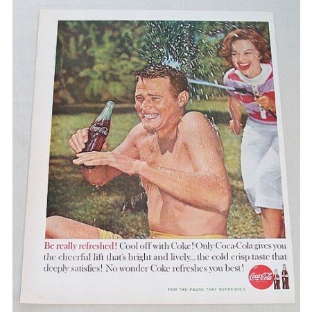 1960 Coca Cola Coke Soft Drink Color Soda Print Ad - Cool Off With Coke