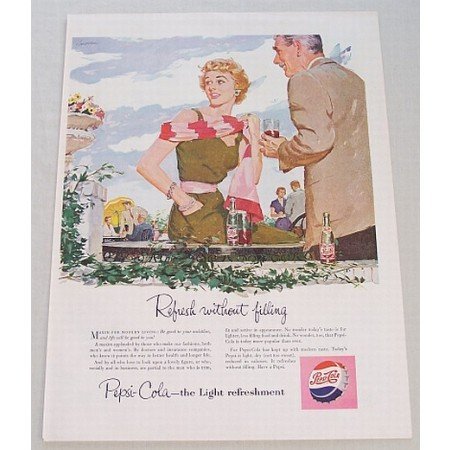 1954 Pepsi Cola Soft Drink Color Soda Art Print Ad - Maxim For Modern Living