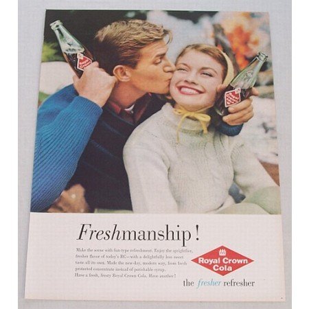 1960 RC Royal Crown Cola Color Soda Print Ad - Freshmanship