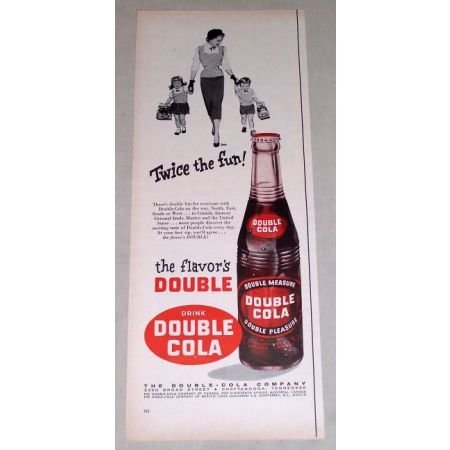 1956 Drink DOUBLE COLA Soda Color Print Ad - Twice The Fun