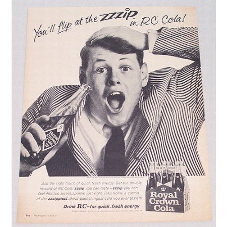 1965 RC Royal Crown Cola Soda Soft Drink Print Ad - Flip At The Zip
