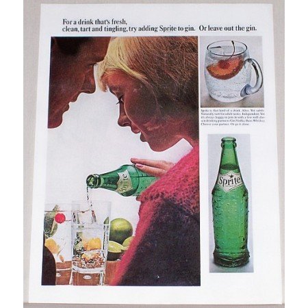 1966 Sprite Soft Drink Color Soda Print Ad - Drink That's Fresh