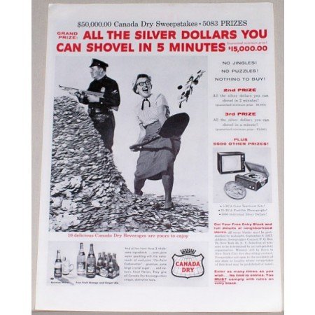 1957 Canada Dry Ginger Ale Sweepstakes Print Ad