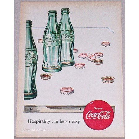 1952 Coca Cola Coke Soda Hobbleskirt Drink Bottles Art Color Print Ad - Hospitality Can Be So Easy