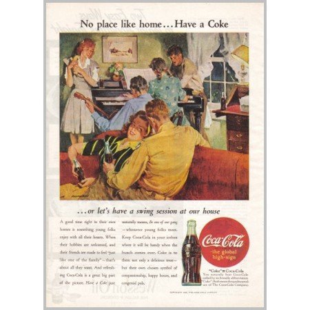 1945 Coca Cola Coke Soda Color Art Print Ad - No PLace Like Home