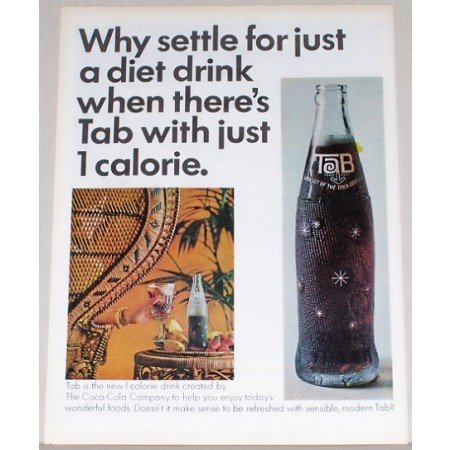1965 Tab Soft Drink Color Soda Print Ad - Why Settle