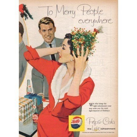 1958 Pepsi Cola Color Soda Art Print Ad - Merry People Everywhere
