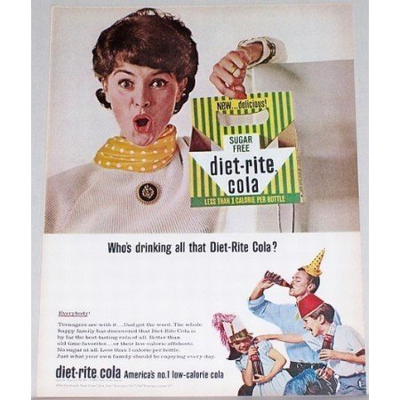 1965 Diet Rite Cola Carton Carrier Color Print Ad - Who's Drinking?