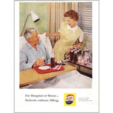 1961 Pepsi Cola Color Soda Print Ad - For Hospital or Home