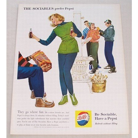 1960 Pepsi Cola Color Soda Art Print Ad - They Go Where Fun Is
