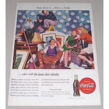 1946 Coca Cola Coke Color Soda Color Art Print Ad - Easy Does It..Have A Coke