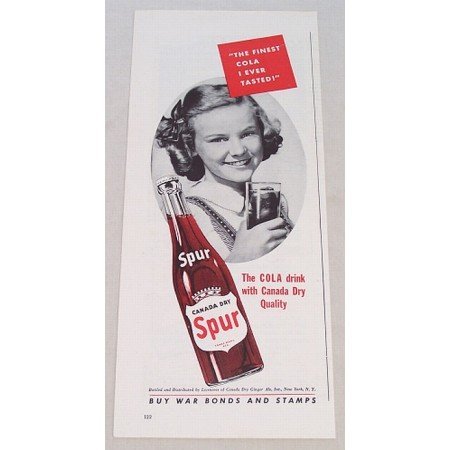 1943 Canada Dry Spur Cola Color Soda Print Ad