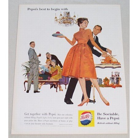 1960 Pepsi Cola Color Art Print Ad - Pepsi's Best To Begin With
