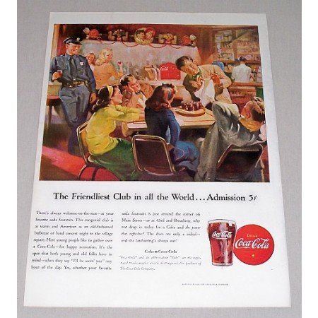 1946 Coca Cola Color Soda Diner Art Color Print Ad - The Friendliest Club