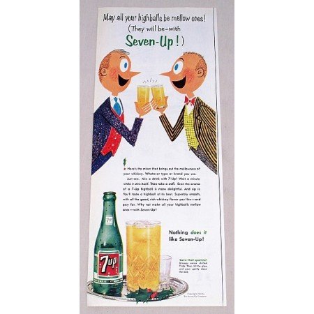 1956 7UP Soda Color Art Print 7 up Ad - May All Your Highballs....