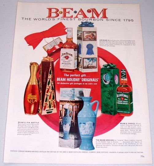 1961 Jim Beam Holiday Originals Decanters Color Whiskey Print Ad