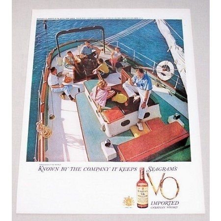 1959 Seagram's VO Whiskey Color Sailing Print Ad
