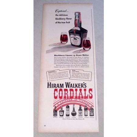 1950 Hiram Walker's Cordials Blackberry Liqueur Print Ad