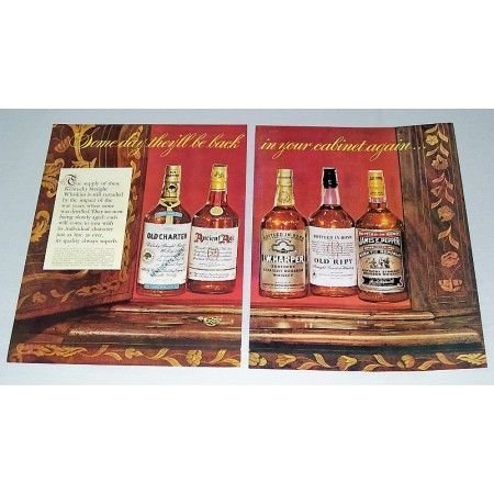 1946 Kentucky Straight Whiskeys 2 Page Color Print Ad