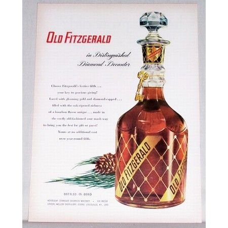 1953 Old Fitzgerald Whiskey Diamond Decanter Color Ad