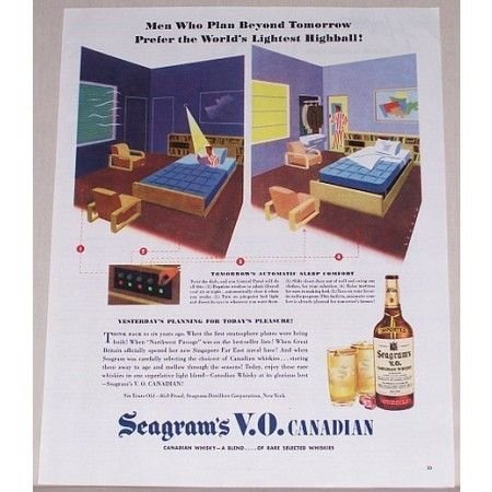 1945 Seagram's Canadian Whiskey Color Ad - Men Who Plan