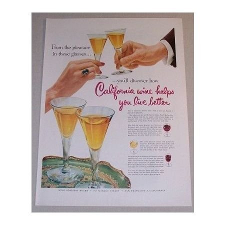 1955 California Wine Color Print Ad