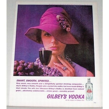 1961 Gilbey's Vodka Color Print Ad - Smart, Smooth, Sprite