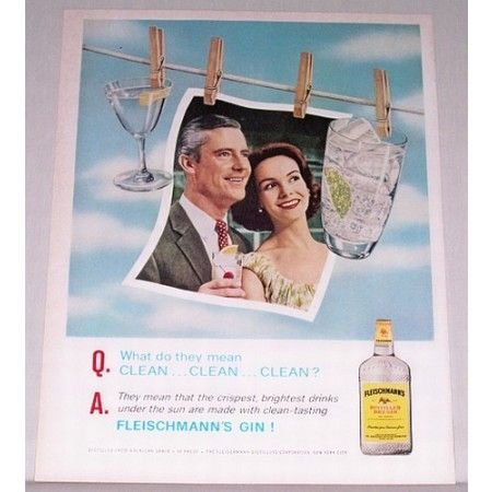 1961 Fleischmann's Dry Gin Color Print Ad