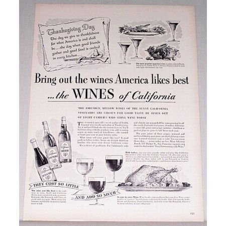 1948 Wines of California Print Ad - Bring Out The Wines