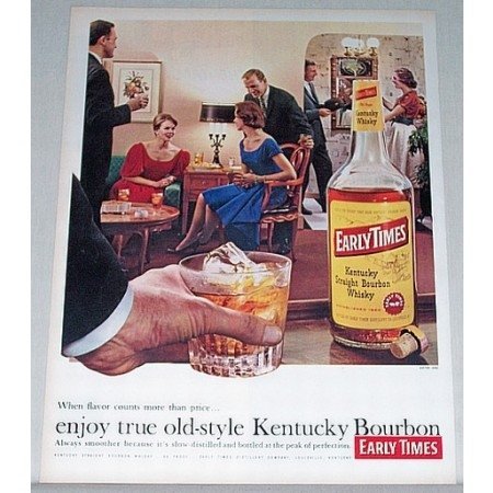 1962 Early Times Bourbon Whiskey Color Print Ad