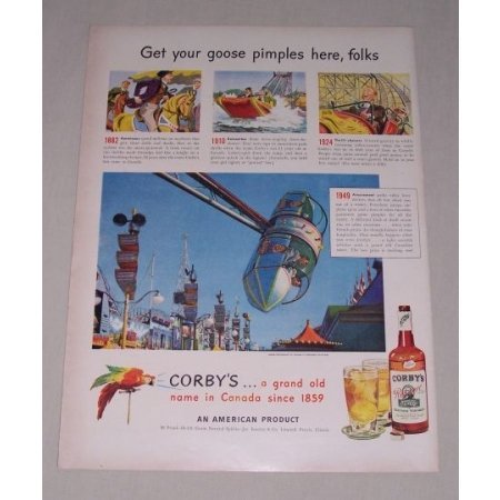 1949 Corby's Blended Whiskey Rockaway Playland Park New York NY Color Print Ad