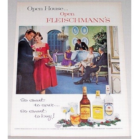 1962 Fleischmann's Dry Gin Color Print Ad - Open House