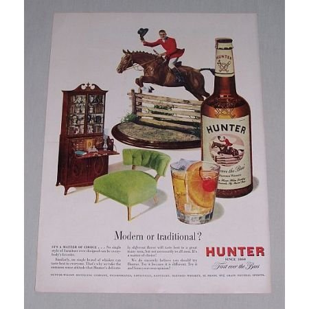 1949 Hunter Blended Whiskey Horse Equestrian Art Color Print Ad - Modern or Traditional?
